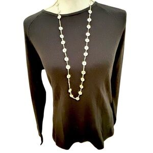 Boutique silver tone medallion coin delicate long necklace 18 inch extender